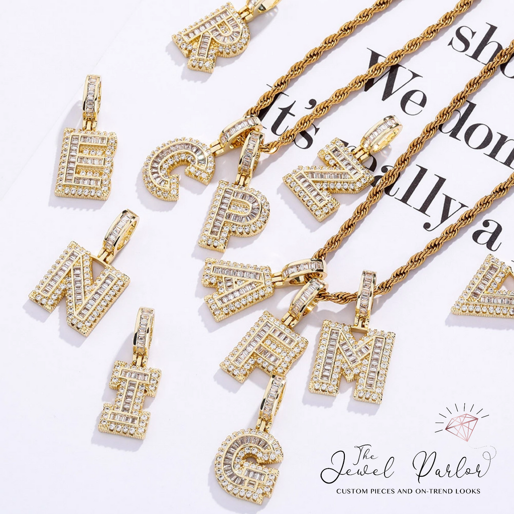 Mini Baguette Initial Letter Pendant