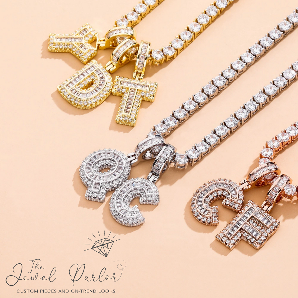 Mini Baguette Initial Letter Pendant