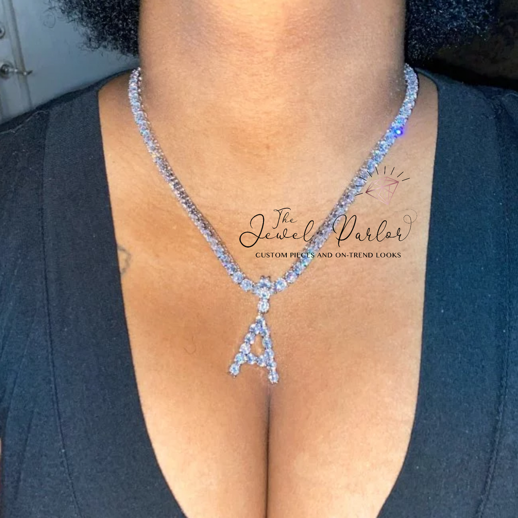 Tennis Style Letter Pendant