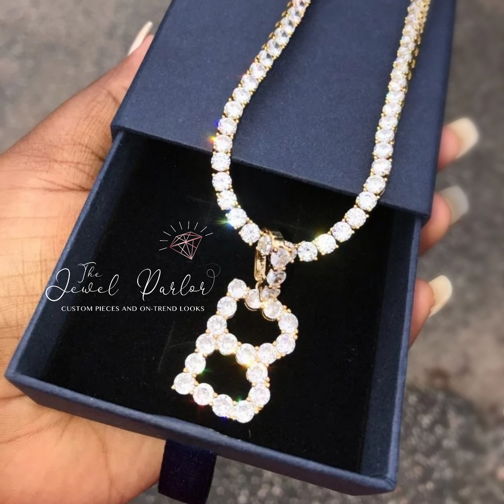 Tennis Style Letter Pendant