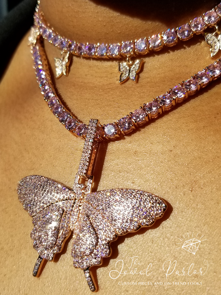 Papillon Pavé Butterfly Pendant + Tennis Chain