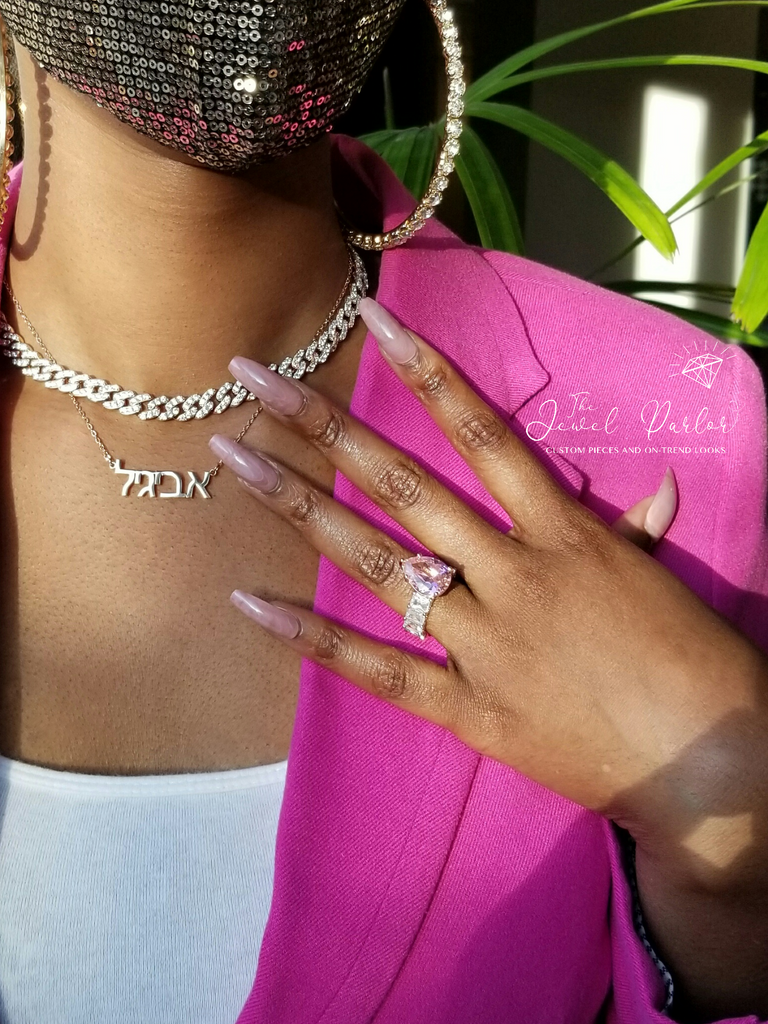 HEBREW Script שם עברי Name Necklace  Personalized Custom