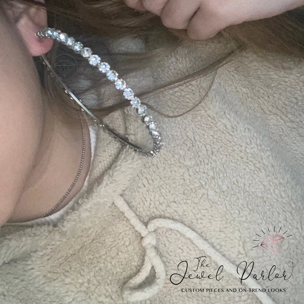 Nsozi Jumbo Crystal Hoop Earrings in Silver + Gold