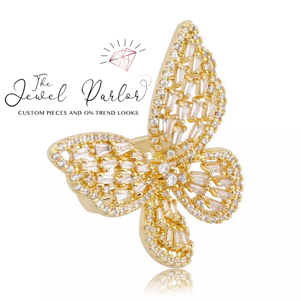 Mariah Butterfly Baguette Ring