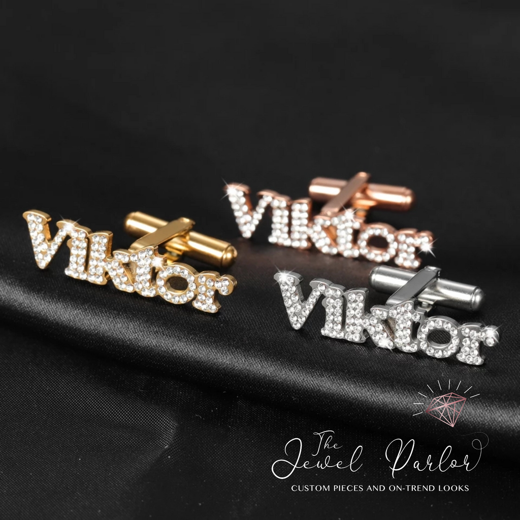 Custom Cufflinks in Crystal Font