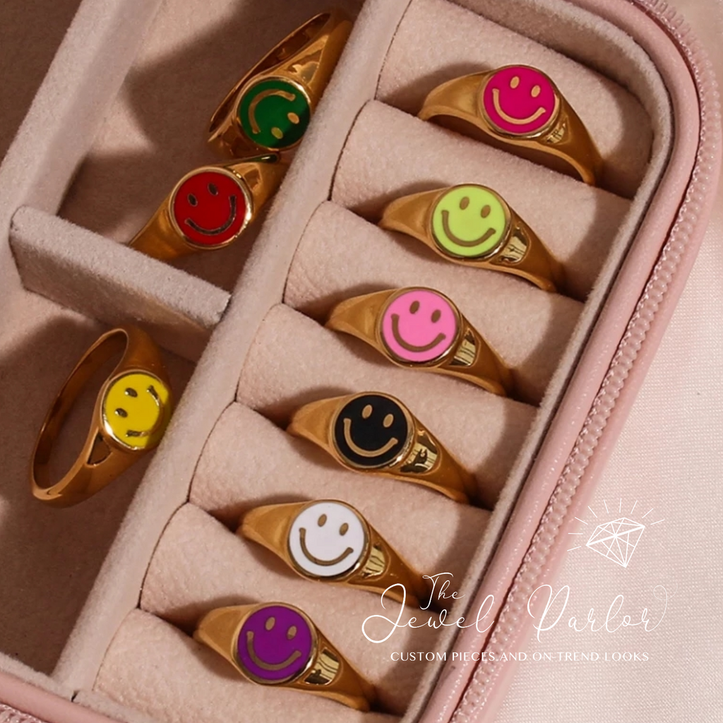 Happy Face Enamel Ring