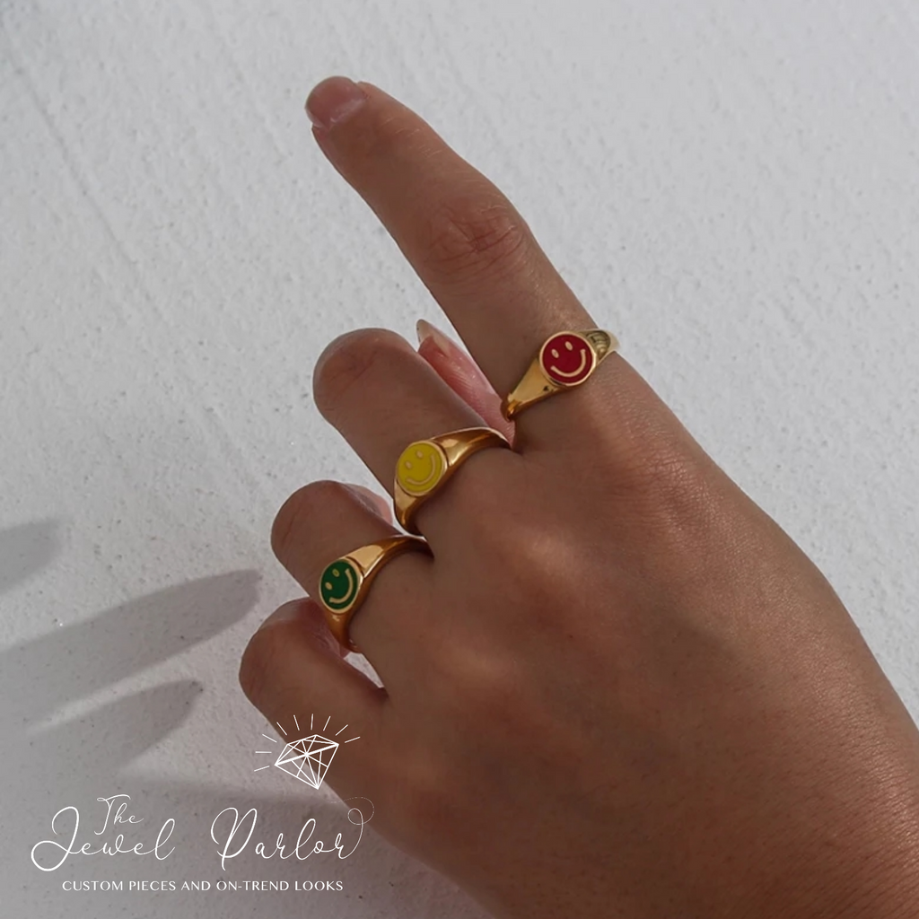 Happy Face Enamel Ring