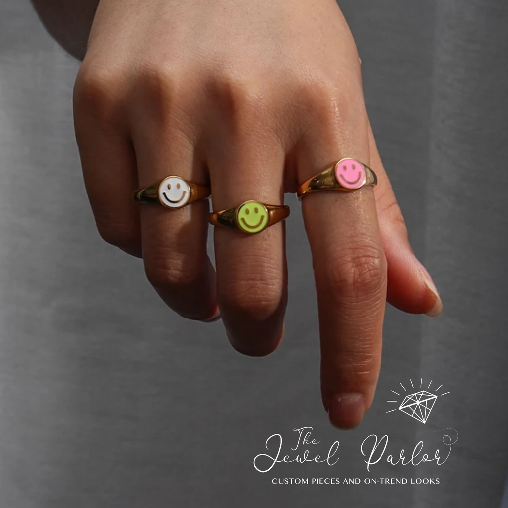 Happy Face Enamel Ring