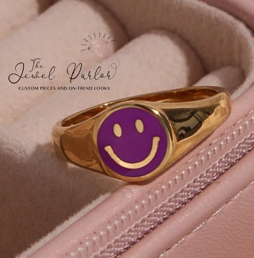 Happy Face Enamel Ring