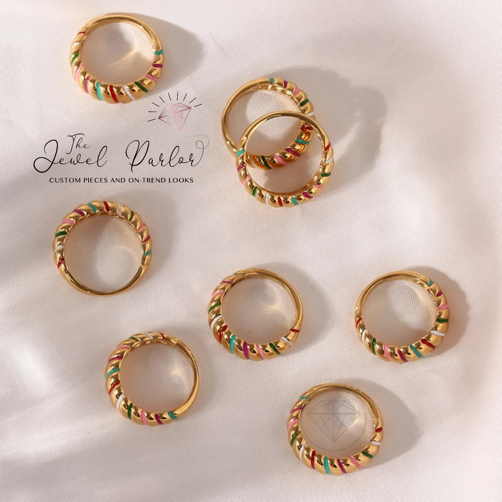 Gold Rainbow Croissant Ring
