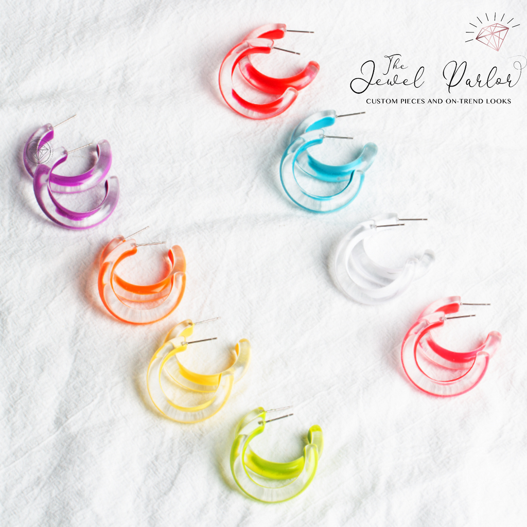 Candy Acrylic Glass Hoop Earrings