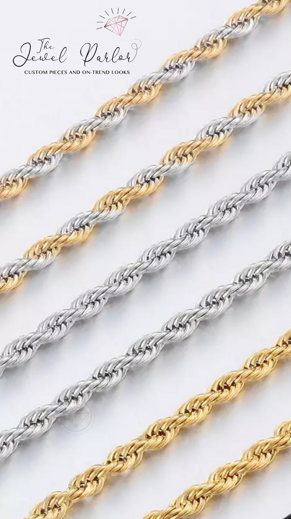Rope Chain β’ Gold or Silver β’ 2MM, 3MM, 4MM, 5MM, 6MM