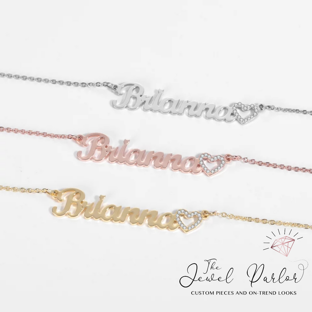Crystal Heart Name Necklace | Custom