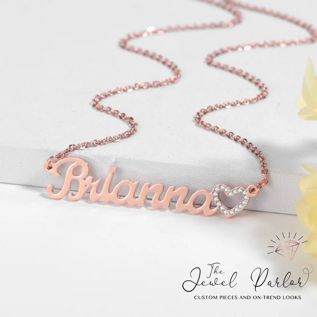 Crystal Heart Name Necklace | Custom