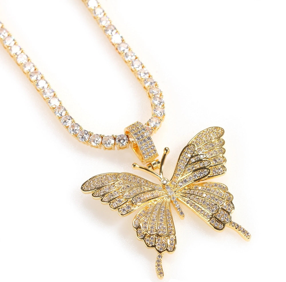 Monarchy Pavé Butterfly Pendant in Gold
