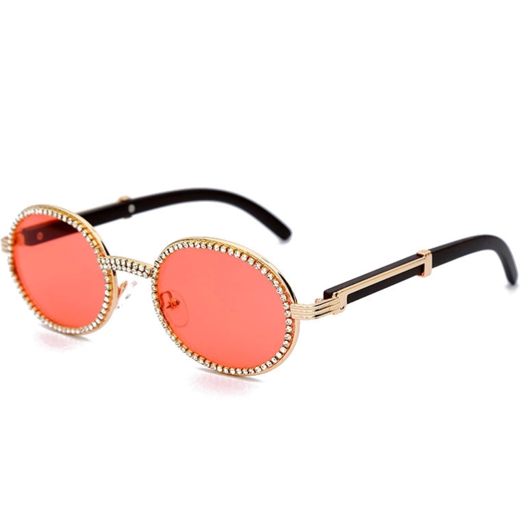 Q Vision Crystal and Gold Rimmed Sunglasses