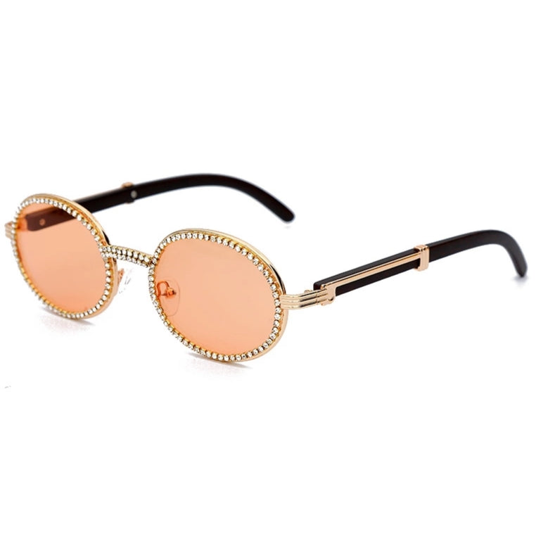 Q Vision Crystal and Gold Rimmed Sunglasses
