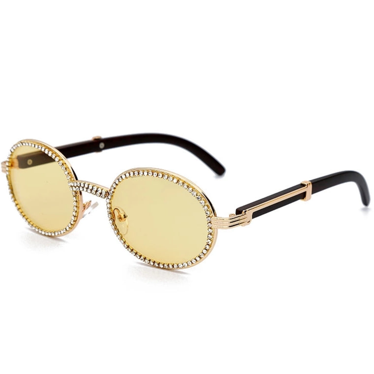 Q Vision Crystal and Gold Rimmed Sunglasses
