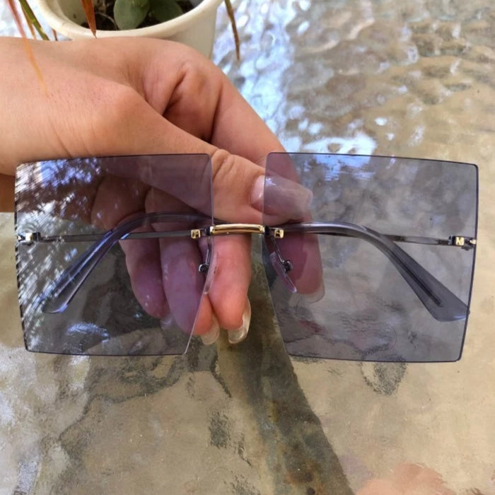 Square Up Rimless Colored Lens Sunglasses