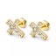 Crystal Cross Screw Back Stud Earrings • Sterling or Vermeil