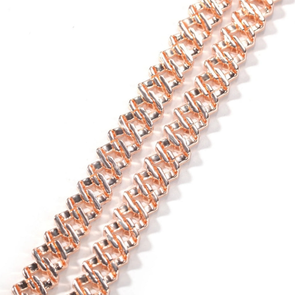 Celia Pink Ice + Rose Gold Cuban Link Curb Bracelet