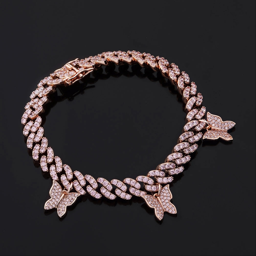 Laila Floating Butterflies + Cuban Link Curb Bracelet