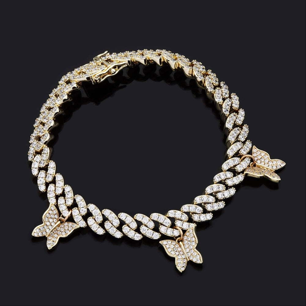 Laila Floating Butterflies + Cuban Link Curb Bracelet