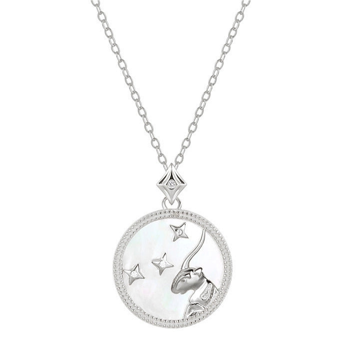 Mother of Pearl Star Sign Horoscope Zodiac Necklace in Silver
