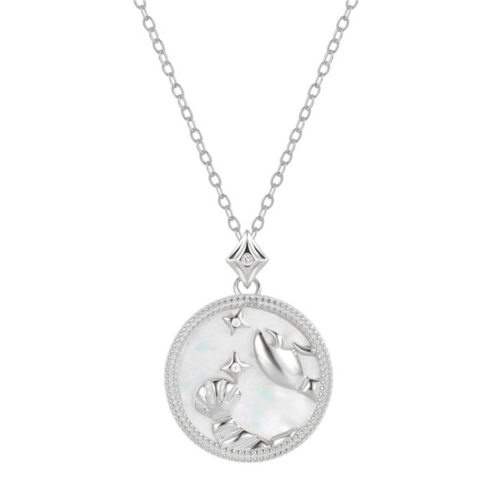 Mother of Pearl Star Sign Horoscope Zodiac Necklace in Silver