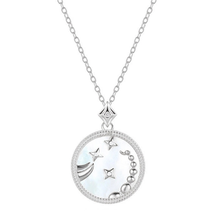 Mother of Pearl Star Sign Horoscope Zodiac Necklace in Silver