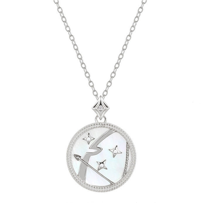 Mother of Pearl Star Sign Horoscope Zodiac Necklace in Silver
