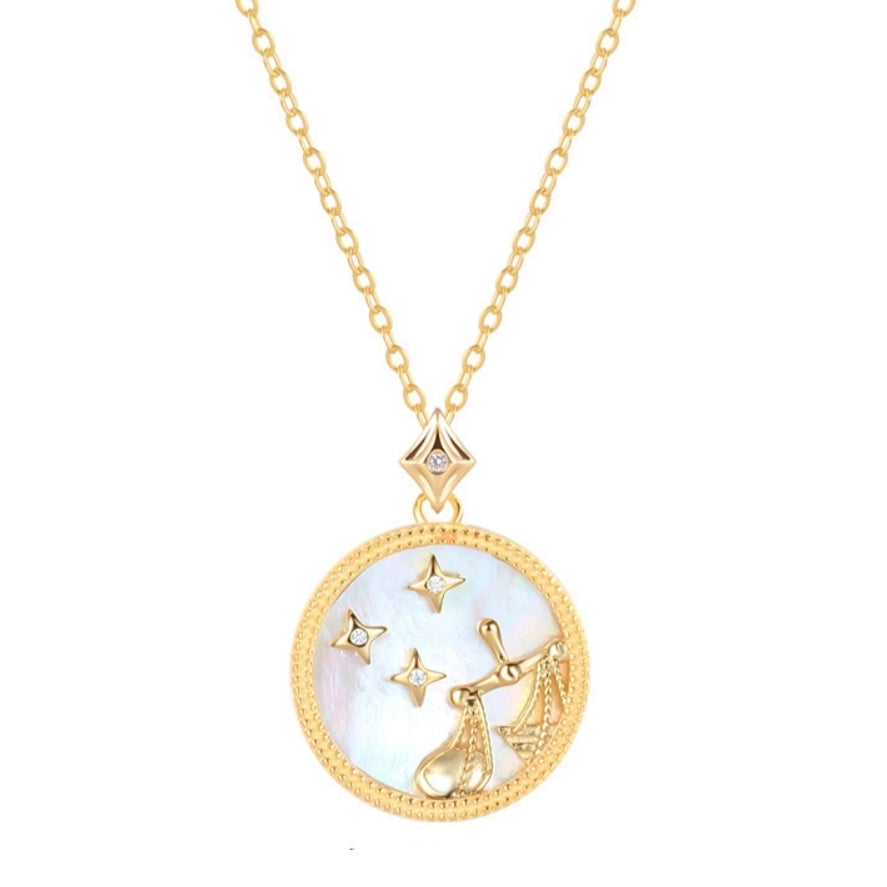 Mother of Pearl Star Sign Horoscope Zodiac Necklace