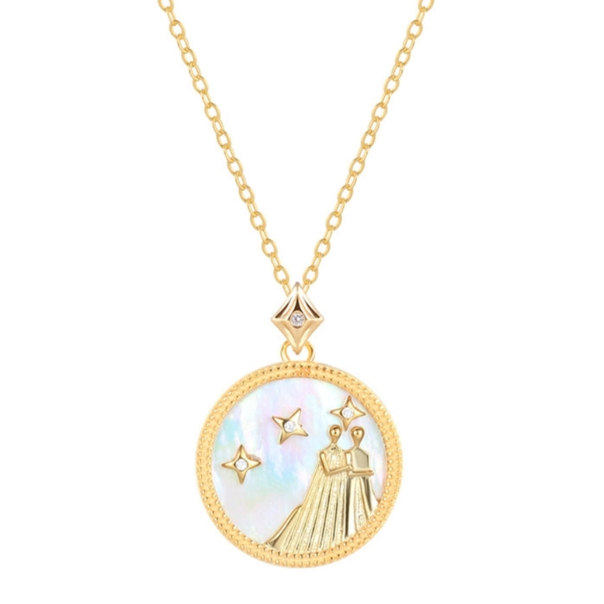 Mother of Pearl Star Sign Horoscope Zodiac Necklace
