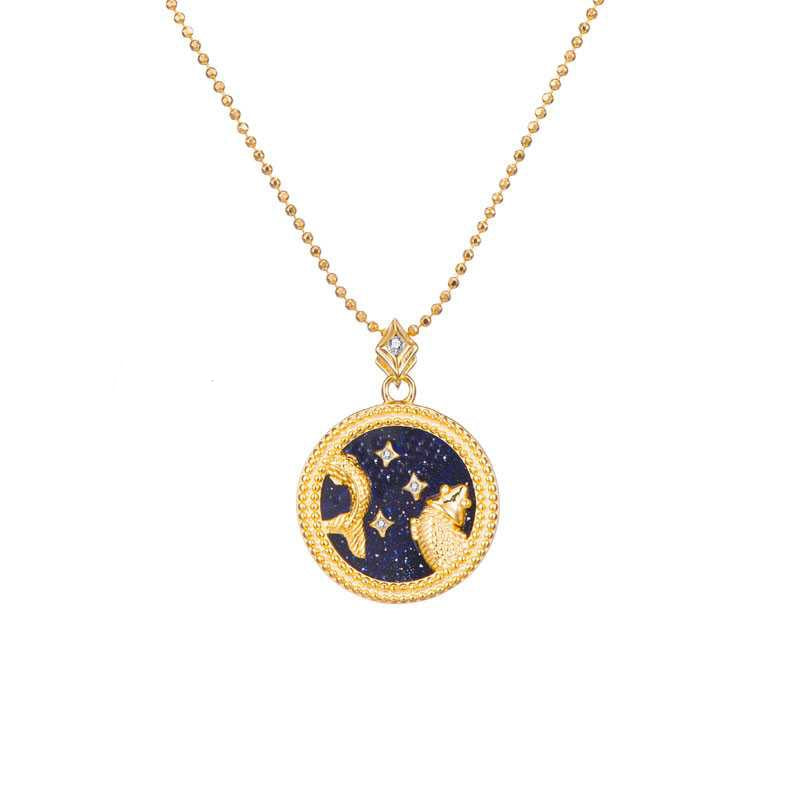 Blue Sandstone Star Sign Horoscope Zodiac Necklace