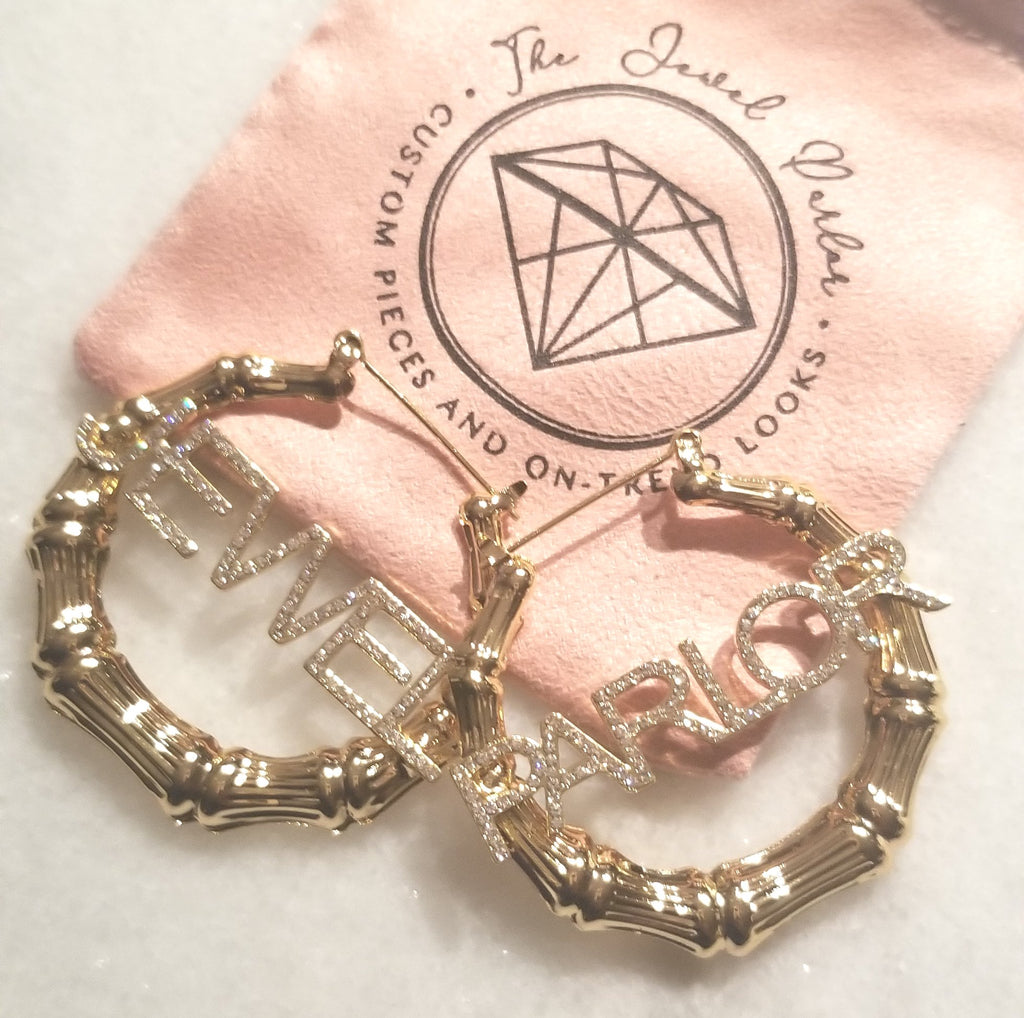 Shanté Custom Bamboo + Crystal Name Earrings