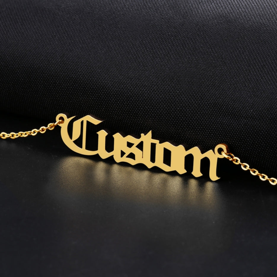 OLD ENGLISH Font Name Necklace Personalized Custom