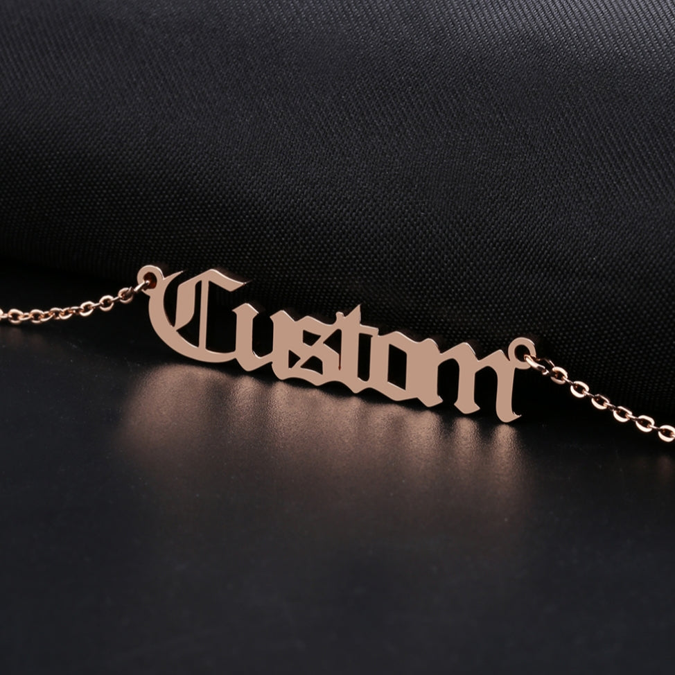 OLD ENGLISH Font Name Necklace Personalized Custom