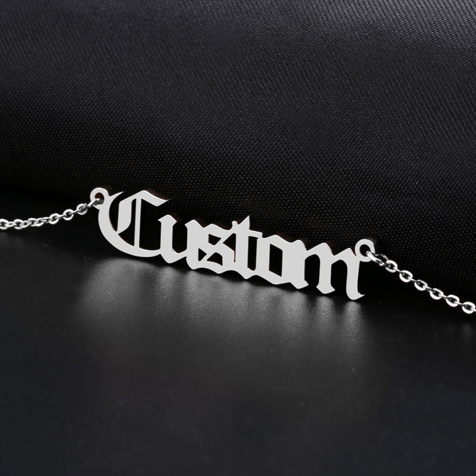 OLD ENGLISH Font Name Necklace Personalized Custom