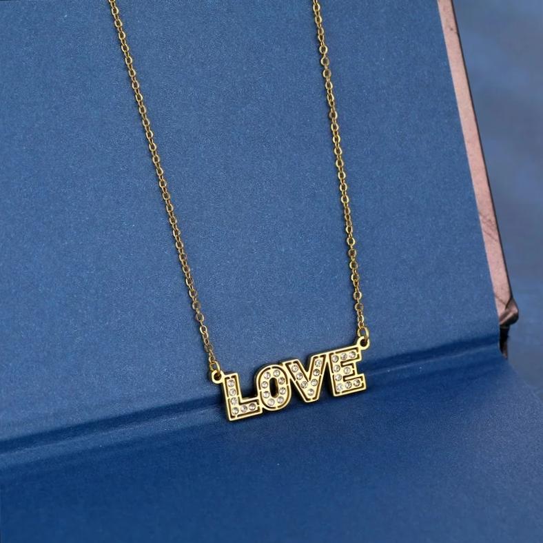 Retro Crystal LOVE Necklace