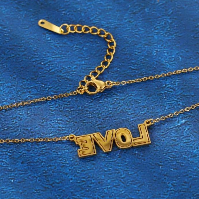 Retro Crystal LOVE Necklace