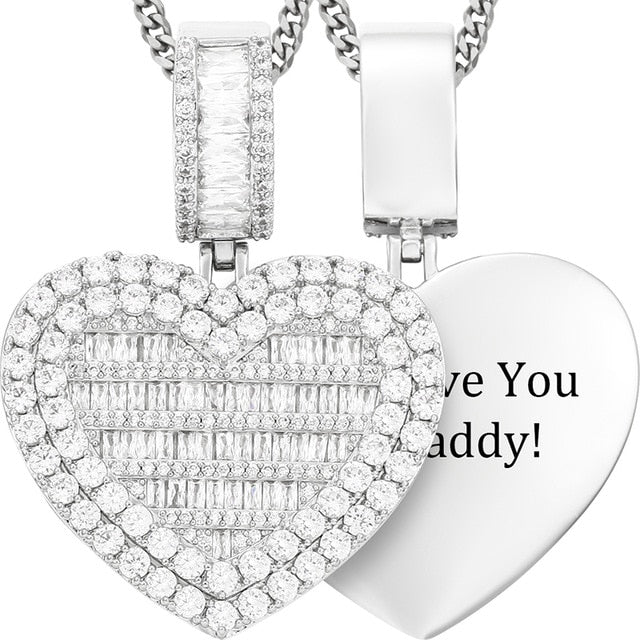 Sweetheart Memory Photo Locket Baguette Pendant