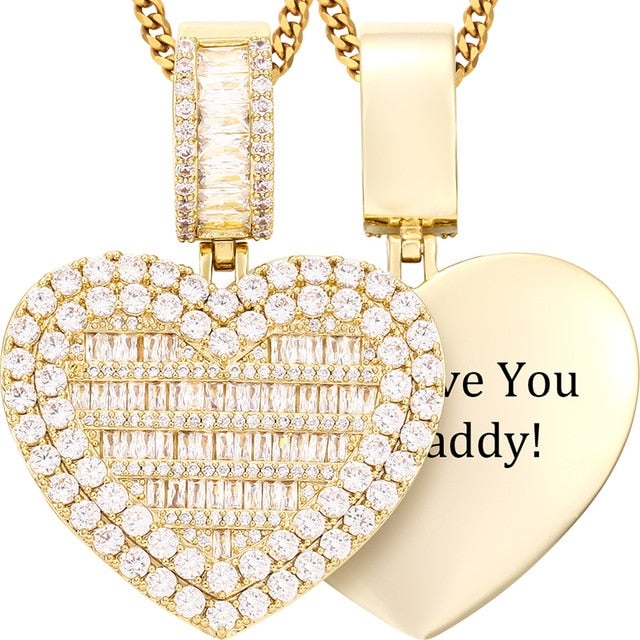 Sweetheart Memory Photo Locket Baguette Pendant