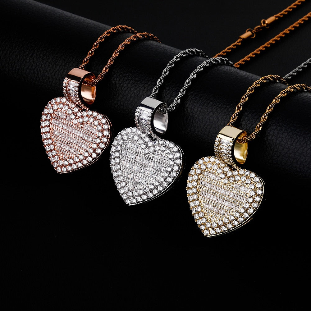 Sweetheart Memory Photo Locket Baguette Pendant