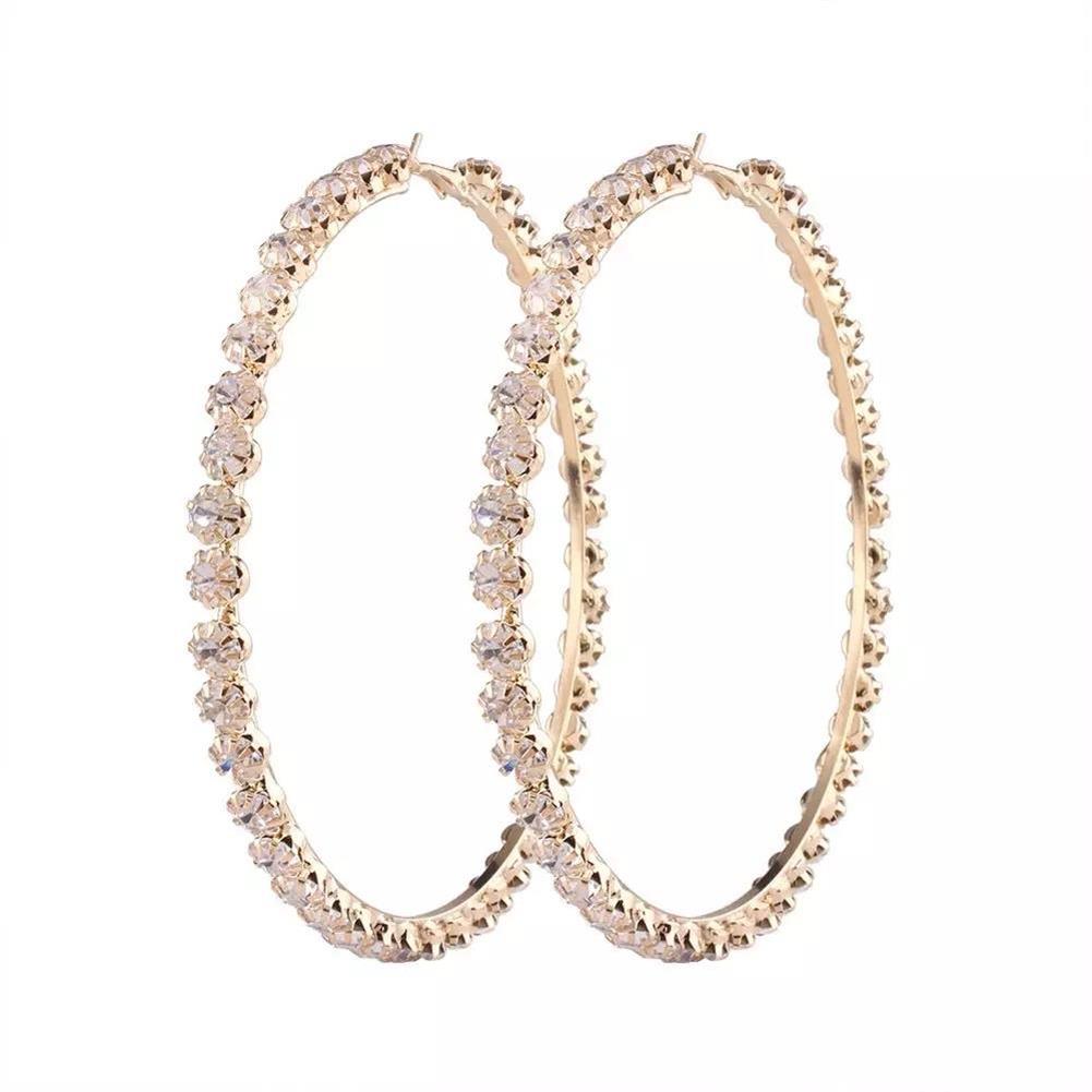 Nsozi Jumbo Crystal Hoop Earrings in Silver + Gold