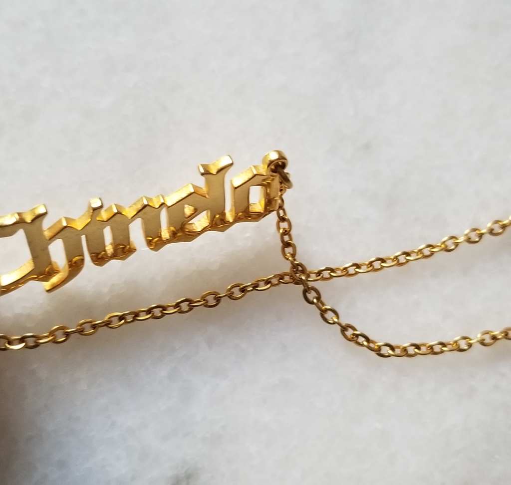OLD ENGLISH Font Name Necklace Personalized Custom