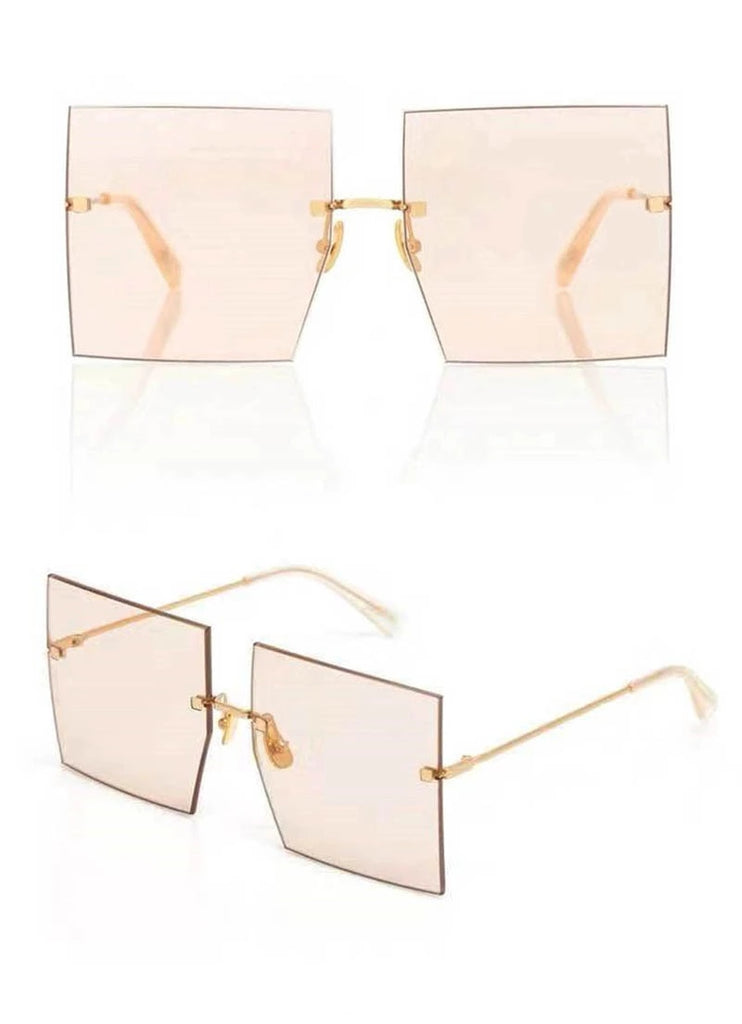 Square Up Rimless Colored Lens Sunglasses