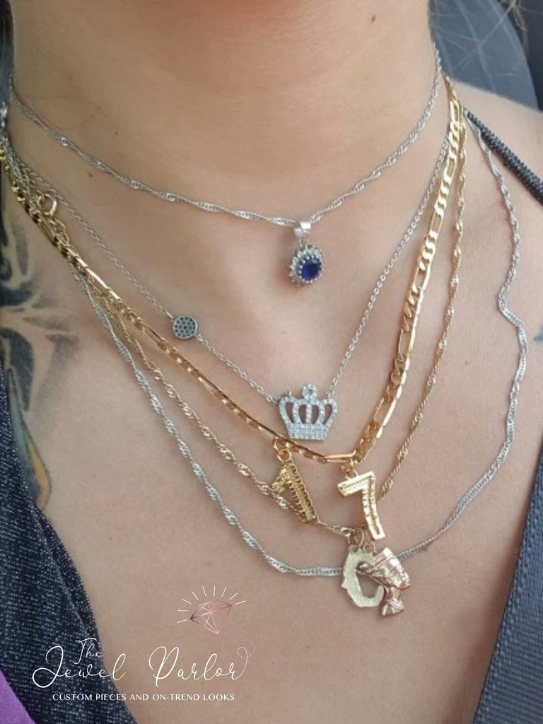 Varsity Numbers Necklace + Figaro Chain