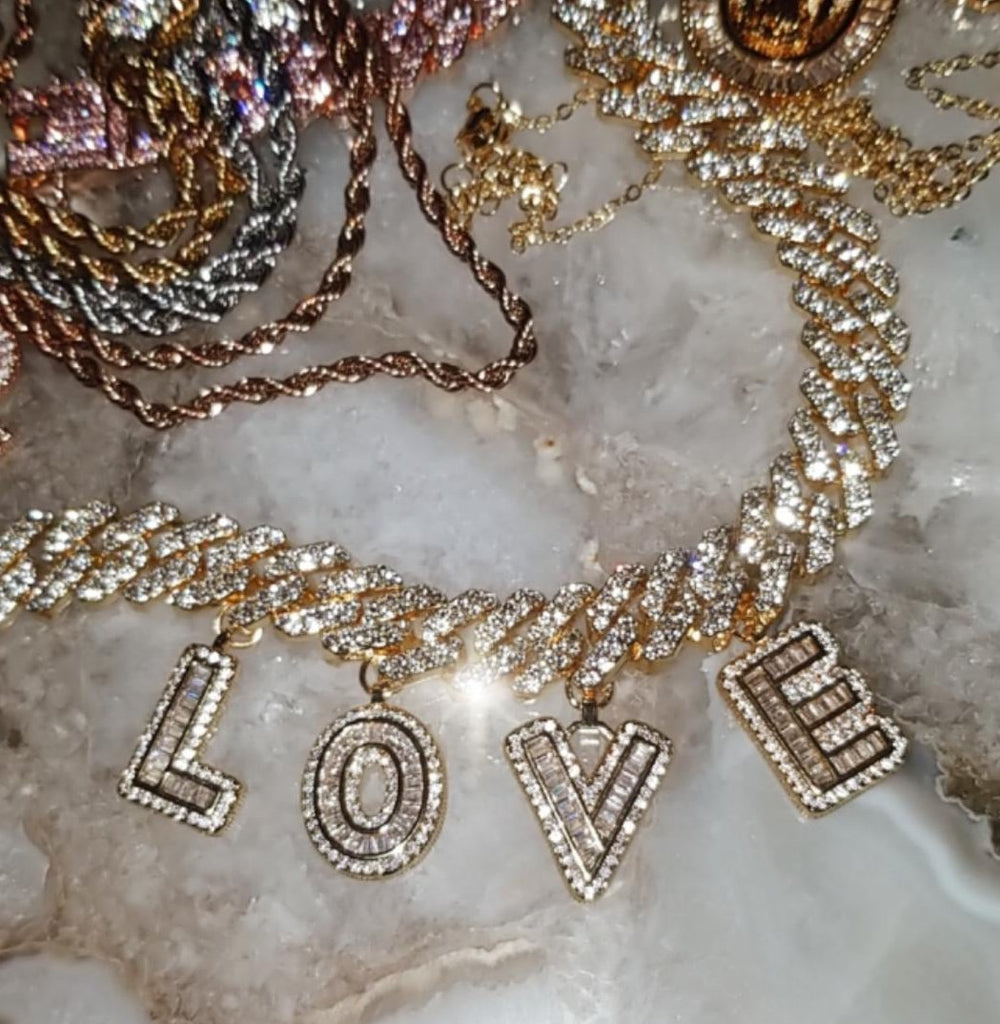 Custom Baguette + Curb Chain Name Necklace