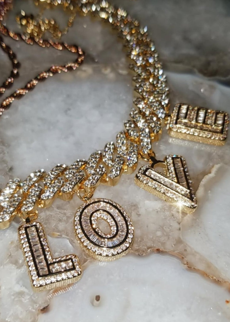 Custom Baguette + Curb Chain Name Necklace