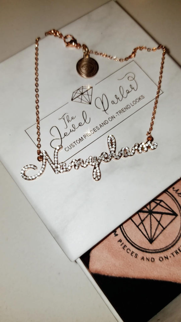 CRYSTAL CURSIVE Font Name Necklace Personalized Custom